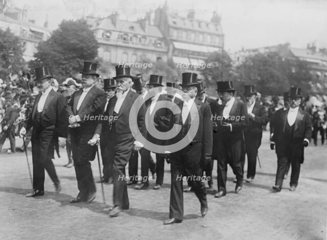 French Ministers at Berteaux funeral. Caillaux, Cruppi, Perrier, Delcasse, 1911. Creator: Bain News Service.