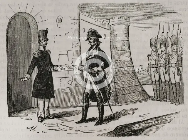 French occupation of Montjuich Citadel, Barcelona, Spain, February 29, 1808, (1851).  Creator: Unknown.
