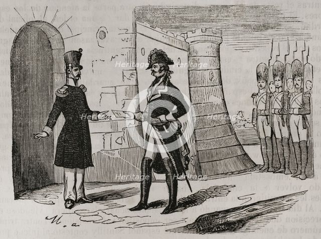 French occupation of Montjuich Citadel, Barcelona, Spain, February 29, 1808, (1851).  Creator: Unknown.