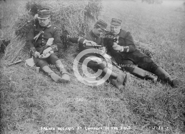 French Officers at luncheon in the field, between c1914 and c1915. Creator: Bain News Service.