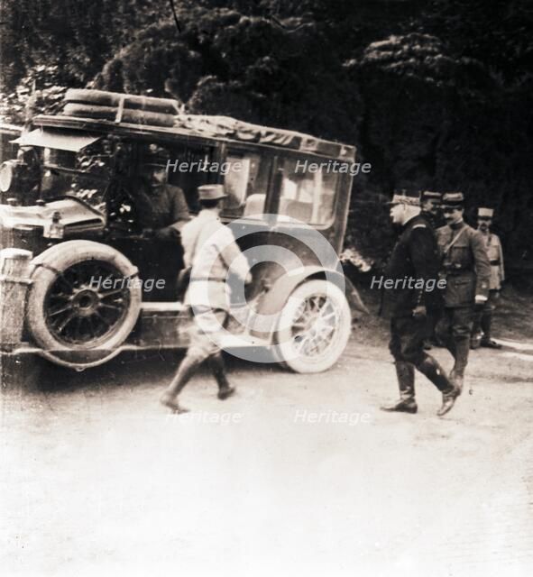 French officers and vehicle, c1914-c1918.  Artist: Unknown.