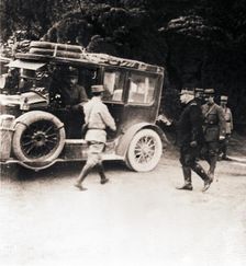 French officers and vehicle, c1914-c1918