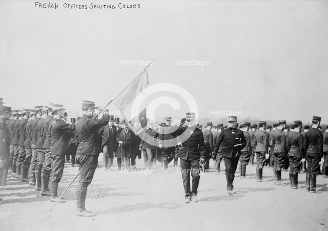 French officers saluting colors, between c1914 and c1915. Creator: Bain News Service.