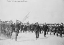 French officers saluting colors, between c1914 and c1915. Creator: Bain News Service