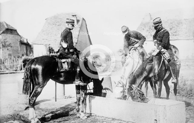 French Officers watering horses, between c1914 and c1915. Creator: Bain News Service.