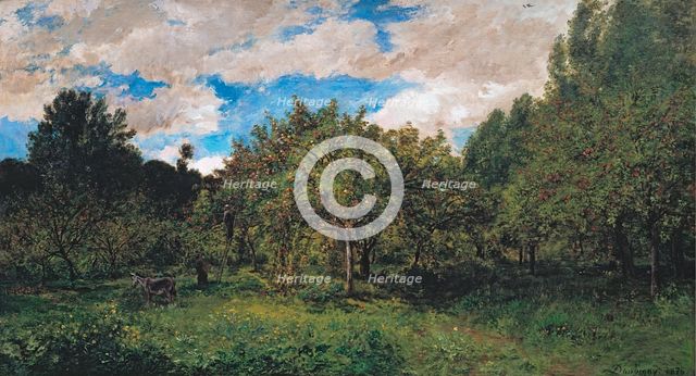 French Orchard at Harvest Time, (Le verger), 1876. Creator: Charles Francois Daubigny.