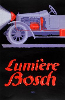 French advertisement for Bosch car headlamps, 1913. Artist: Bern Hard