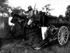 French Aggressions in West Africa: types of French and native soldiery engaged in the advance, 1898. Creator: Unknown