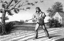 French agriculture; sowing seed broadcast, late 18th century