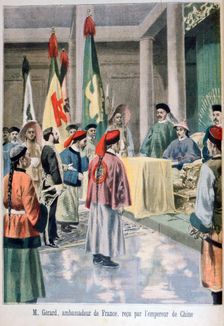 French Ambassador Gérard before the Guangxu Emperor of China, 1895. Creator: F Meaulle