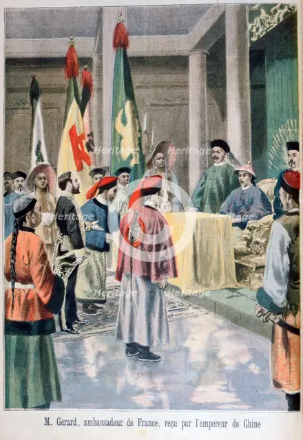 French Ambassador Gérard before the Guangxu Emperor of China, 1895. Creator: F Meaulle.