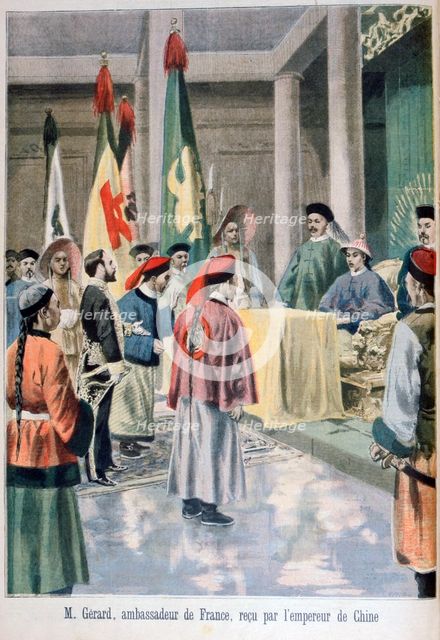French Ambassador Gérard before the Guangxu Emperor of China, 1895. Creator: F Meaulle.