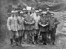 French and English officers at Mount Kemmel near Ypres, Belgium, April 1918