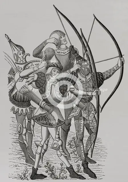 French archers of the 15th century, (1877).  Creator: Unknown.