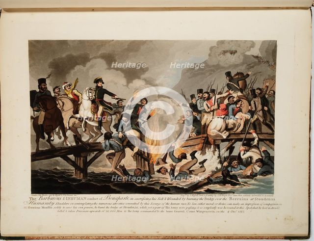 French army crossing the Berezina in November 1812, 1813. Artist: Hassell, John (1767-1825)