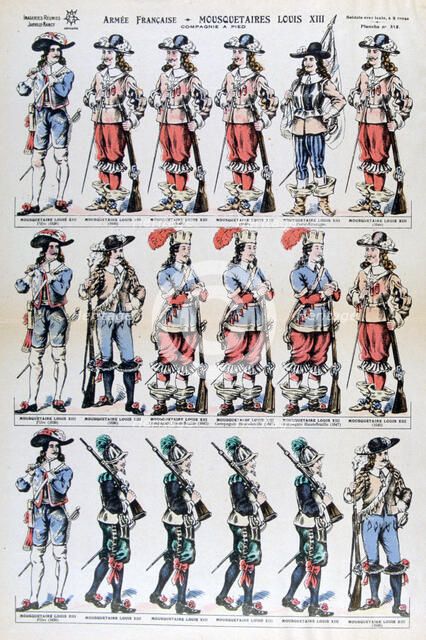 French Army; musketeers of Louis XIII, 17th century (19th century). Artist: Unknown