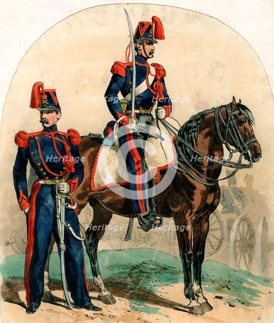 French artillery uniforms, 19th century. Artist: Unknown