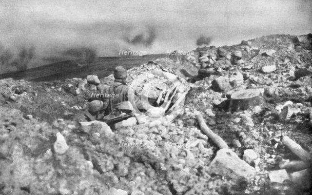 French artillery assault on the Eparges ridge, near Verdun, France, 2 August 1915. Artist: Unknown