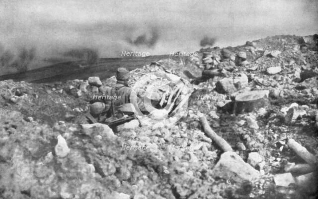 French artillery assault on the Eparges ridge, near Verdun, France, 2 August 1915. Artist: Unknown