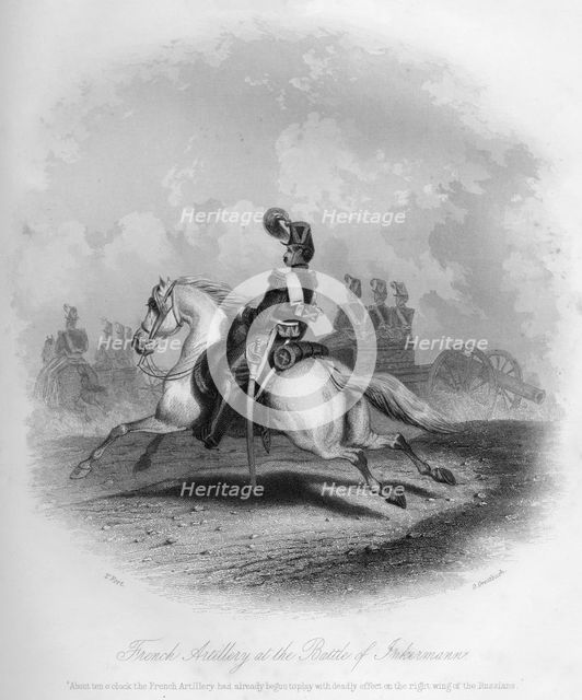 'French Artillery at the Battle of Inkermann', 1854, (1857). Artist: G Greatbach