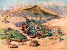 French artillery position, France, 1918, (1926).Artist: Henry Cheffer
