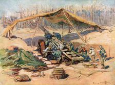 French artillery position, France, 1918, (1926).Artist: Henry Cheffer
