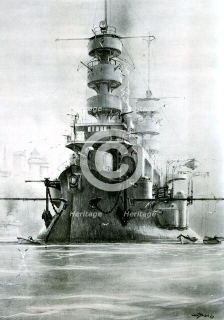 French battleship 'Charles Martel', 1897 (20th century). Artist: Albert Sebille