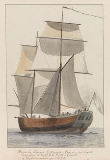 French brigantine ship l'Heureuse Marianne on tour from Valetta to..., 1778. Creator: Louis Ducros
