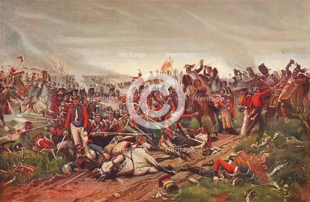 French cuirassiers charging a British infantry square at the Battle of Waterloo, 1815 (1906). Artist: P Jazet.