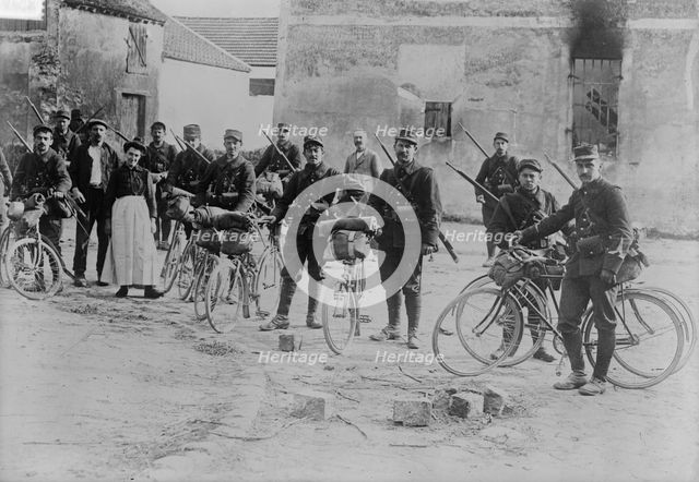 French Cyclists in Chanconin [i.e., Chauconin-Neufmontiers], 1914. Creator: Bain News Service.