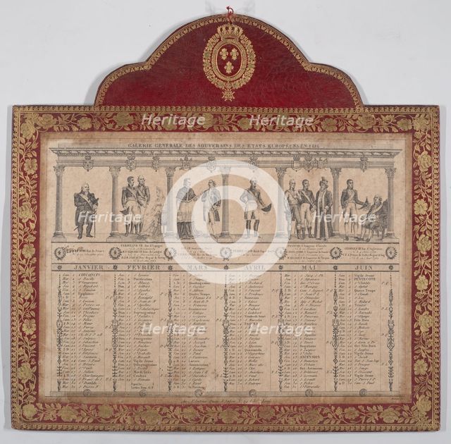 French Calendar for the Year 1816 (Galerie Generale des Souverains des Etats Européens), 1816. Creators: Chevalier Henry Guillot, Dubois.