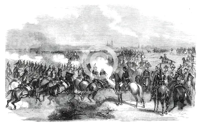 French cavalry at Luneville: a charge of the cuirassiers of the Imperial Guard, 1860. Creator: Unknown.