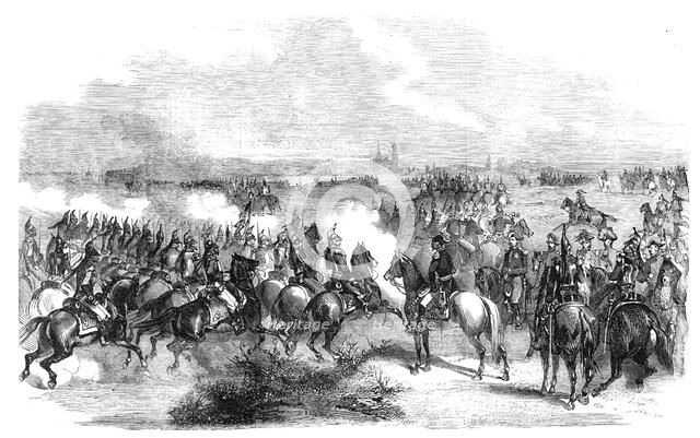 French cavalry at Luneville: a charge of the cuirassiers of the Imperial Guard, 1860. Creator: Unknown.