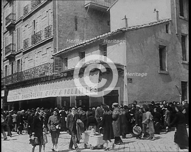 French Civilians Queueing for Food, 1940. Creator: British Pathe Ltd.