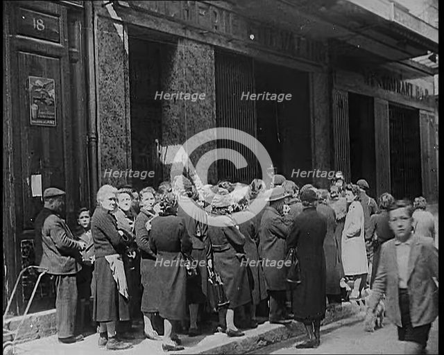 French Civilians Queueing for Food, 1940. Creator: British Pathe Ltd.