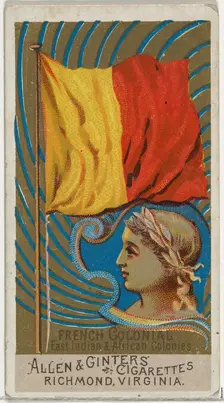 French Colonial East Indian and African Colonies, from Flags of All Nations, Series 2 (N10..., 1890. Creator: Allen & Ginter