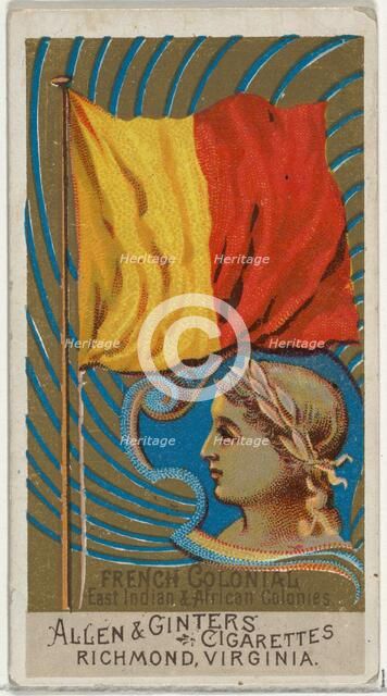 French Colonial East Indian and African Colonies, from Flags of All Nations, Series 2 (N10..., 1890. Creator: Allen & Ginter.