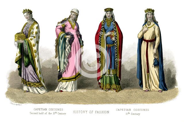 French costume: Capetian, 10th-11th century, (1882). Artist: Unknown