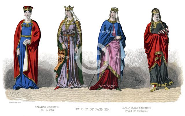 French costume: Capetian, Carlovingian, (1882). Artist: Unknown