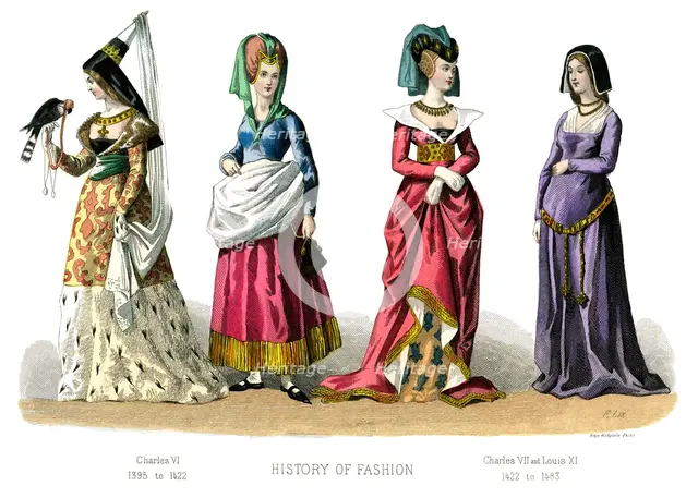 French costume: Charles VI, Charles VII, Louis XI, (1882). Artist: Unknown