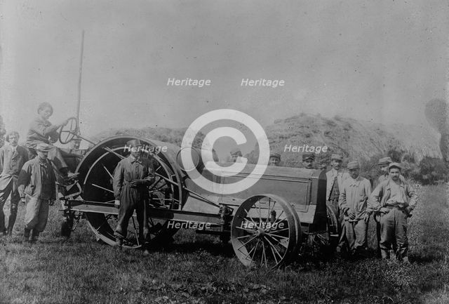 French cripples run a tractor, 17 May 1918. Creator: Bain News Service.