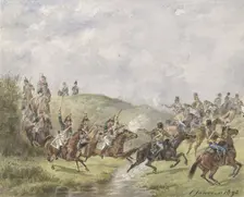 French Dragoons and Austrian hussars, 1892. Creator: Karel Frederik Bombled