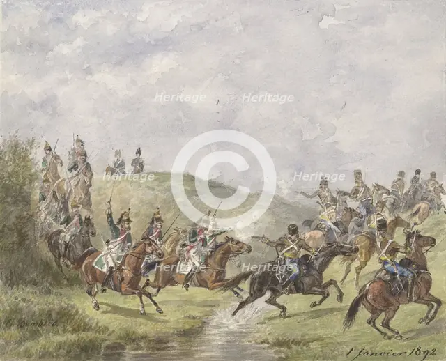 French Dragoons and Austrian hussars, 1892. Creator: Karel Frederik Bombled.