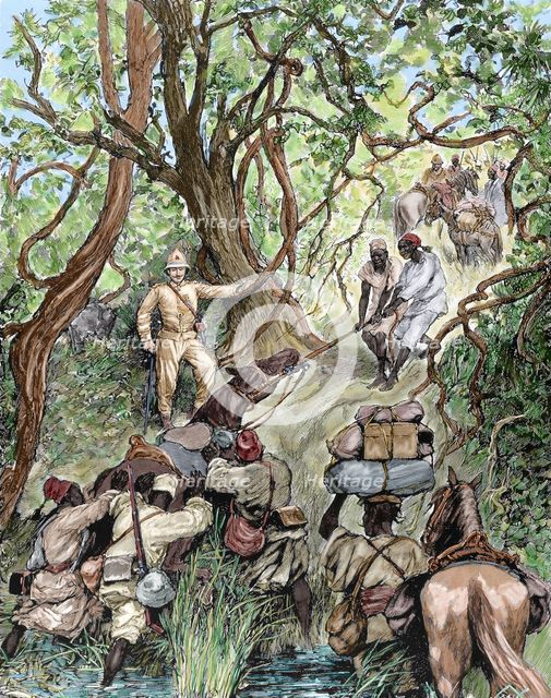 French expedition opens way into the Nieniya mountains, Sudan, Africa, 1893.  Creator: Unknown.