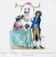 French fashion and hairstyle, early 19th century (1882-1884)