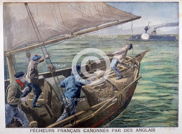 French fishermen fired on by the British, 1899. Artist: Oswaldo Tofani