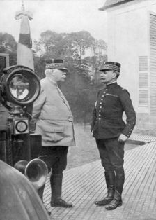 French First World War generals Joseph Joffre and Ferdinand Foch, Flanders, 1914
