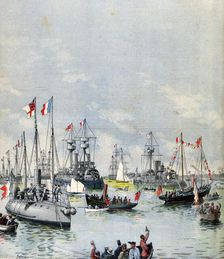 French Flotilla in Portsmouth Harbour, 1891. Artist: Paul Senau
