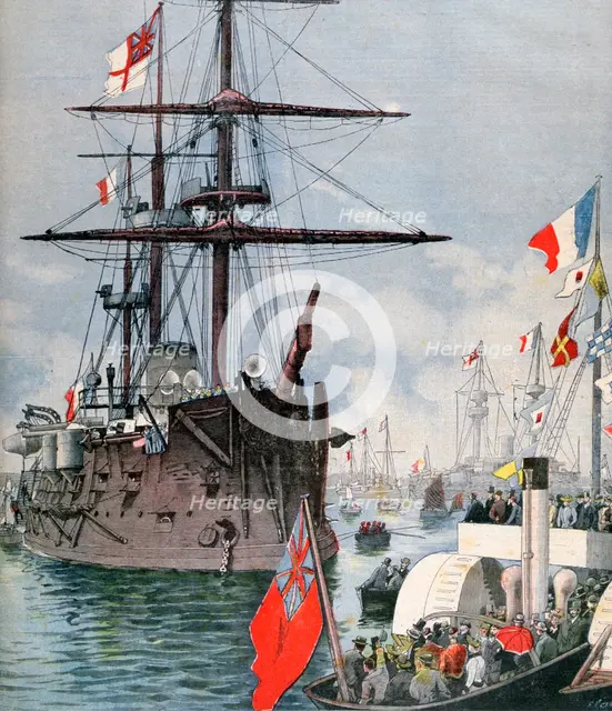 French Flotilla in Portsmouth Harbour,  1891. Creator: F Meaulle.