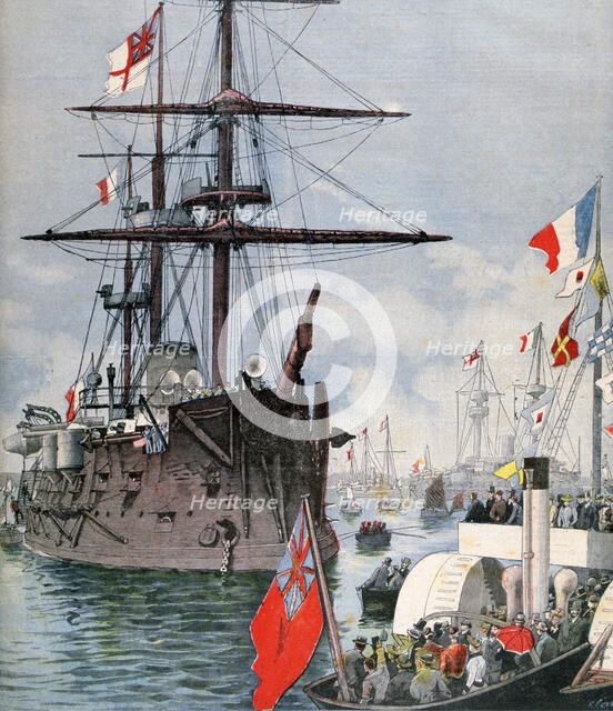 French Flotilla in Portsmouth Harbour,  1891. Creator: F Meaulle.